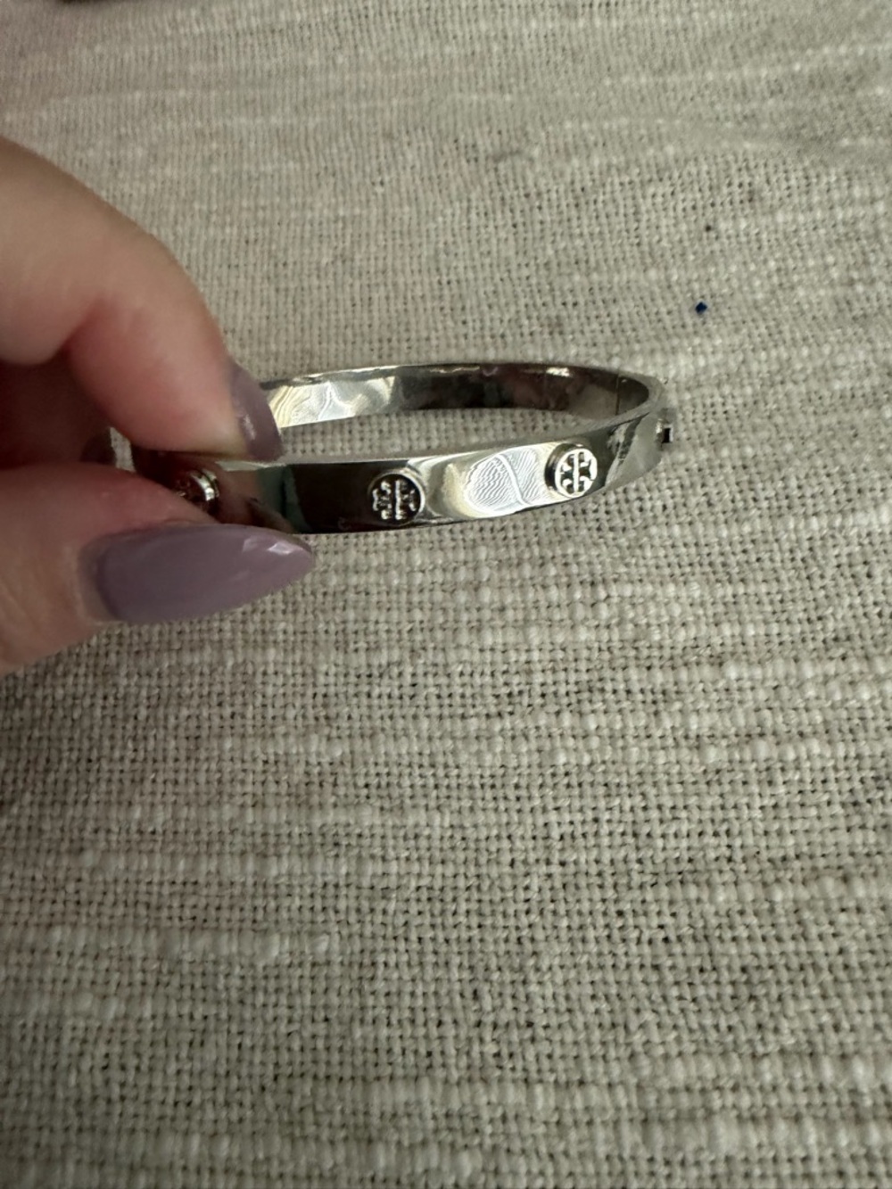 Tory Burch Silver-Tone Logo Bangle